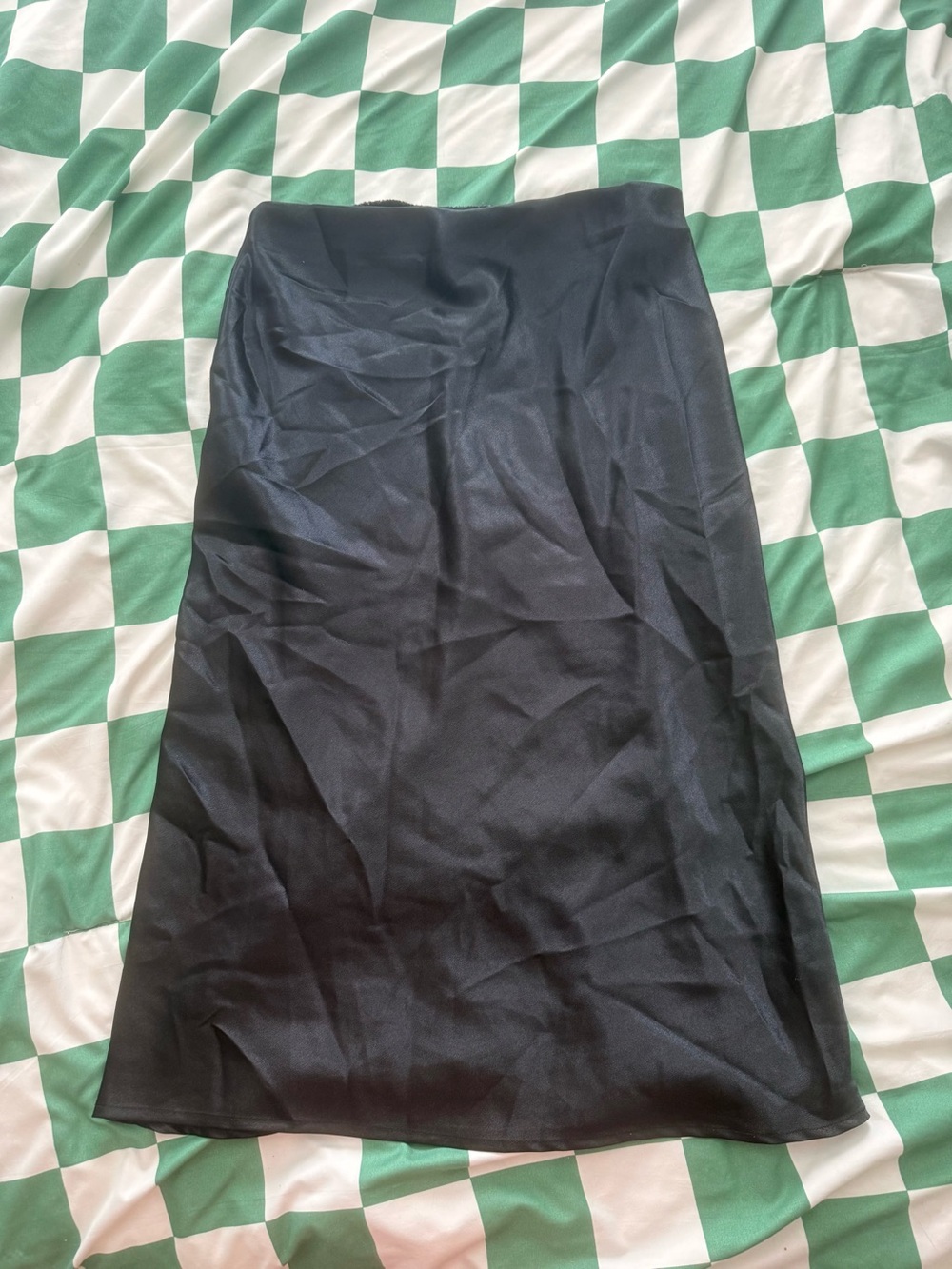 Classic Black Satin Pencil Skirt